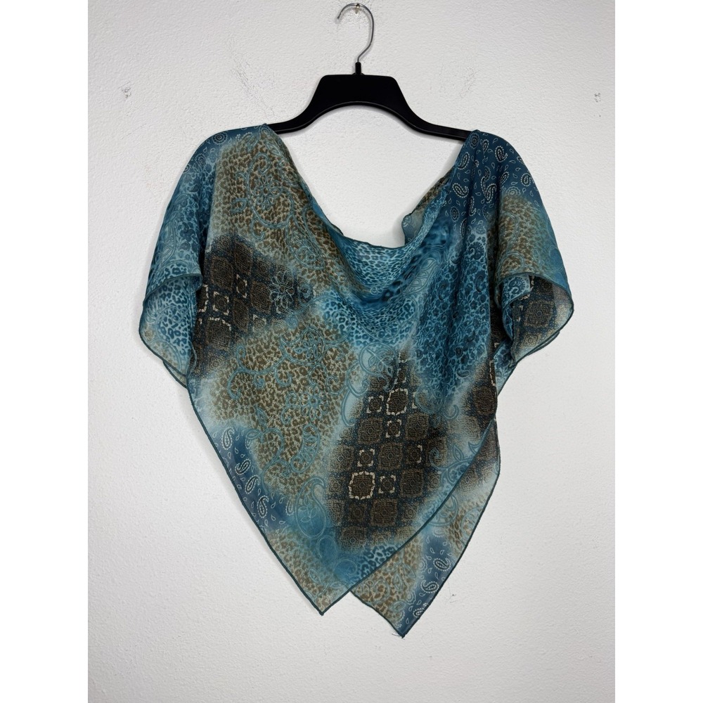Vtg 90's Y2K Sheer Paisley V Crop Top Polyester Blouse S-M Animal Cheetah Girl